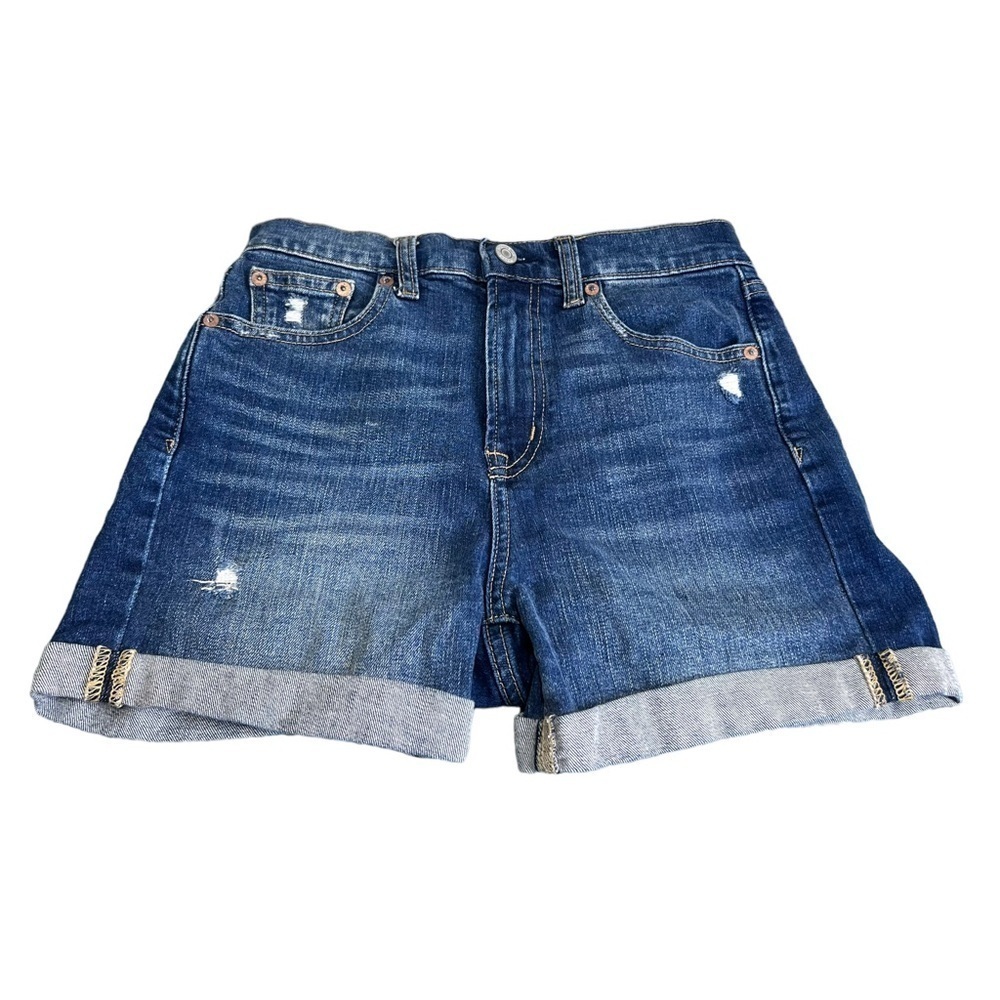 Gap Denim Distressed Jean High Rise Shorts Rolled Cuff Size 25
